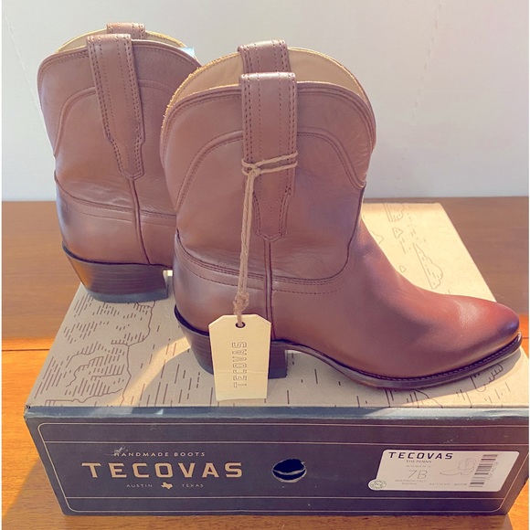Tecovas Shoes - Women’s Tecovas - The Penny Bourbon Calf Brown Size 7 Ankle Boots